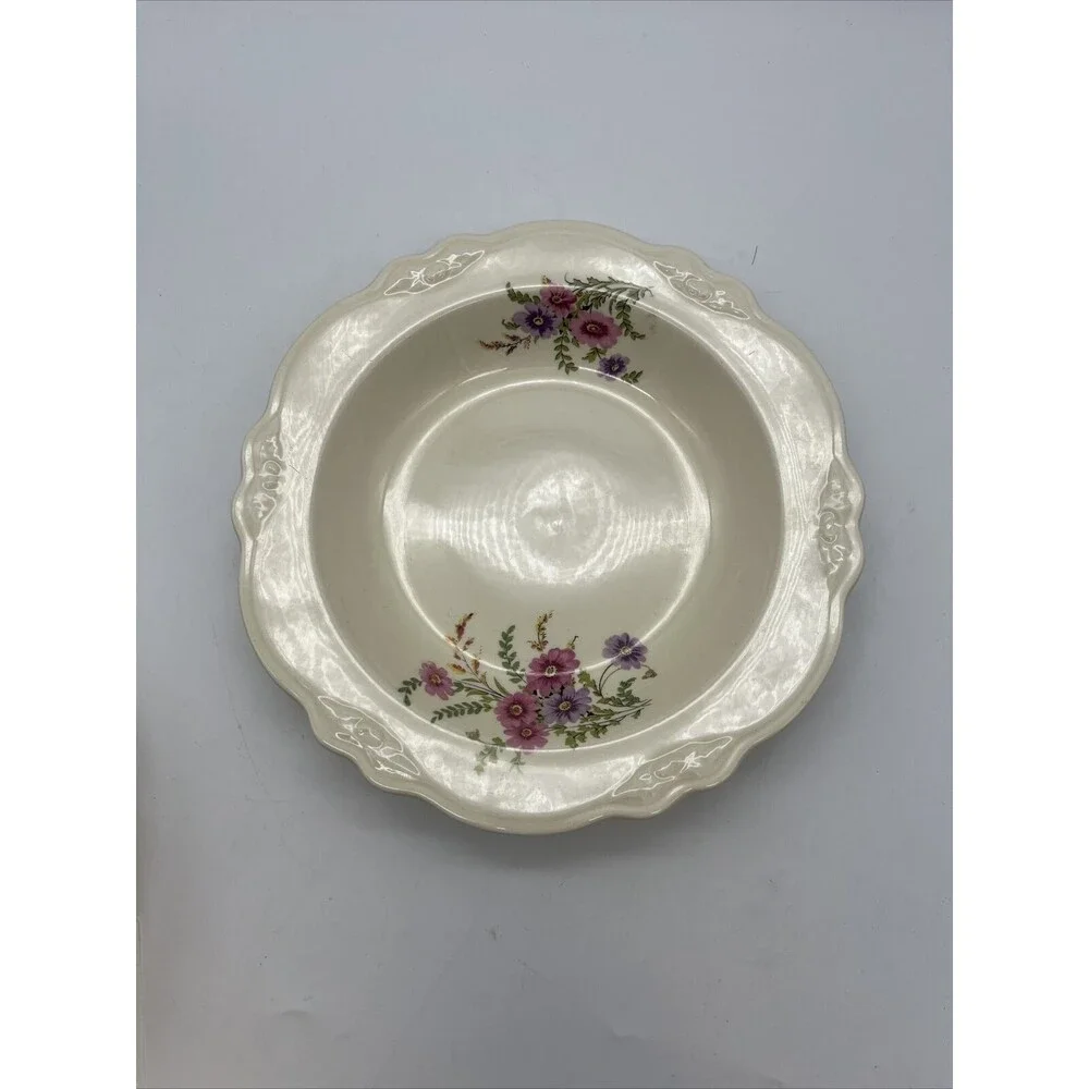 Homer Laughlin  Soup Bowl Flower Print Collectible Pretty 3D Border
